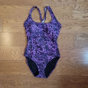 Speedo Swimsuit One Piece Purple Black Size 8